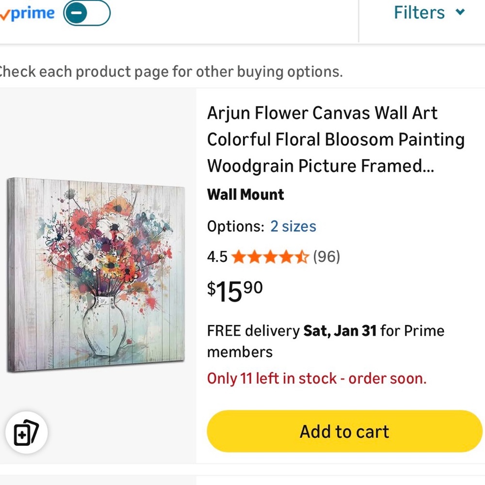 Colorful Floral Canvas Wall Art (5pcs.)